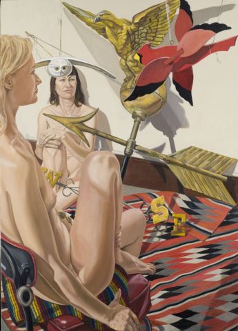 artwork_images_759_442331_philip-pearlstein Two Models, Owl, Cardinal, Eagle Weathervane