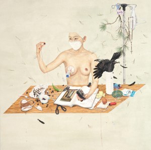 Jinju Lee, ‘Restraints-Boundaries’, 2012, Korean colour on fabric, 104 x 117 cm., at